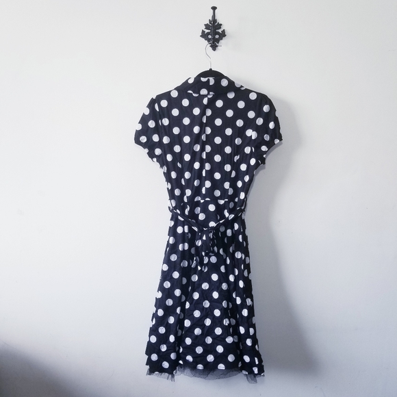 H & R Hearts & Roses Polka Dot Flare Dress Size 12 EUC - Picture 3 of 4